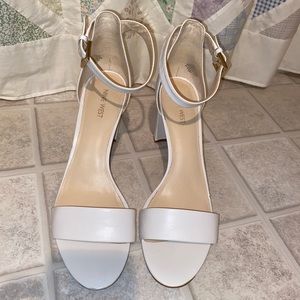 White Nine West Block Heels